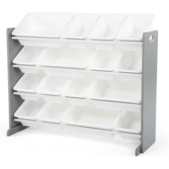 Supersized Toy Storage Organizer with 16 Removable Bins, Grey/White - Picture 1 of 5